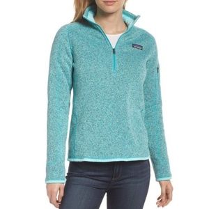 Patagonia Teal Mogul Blue Better Sweater Quarter Zip Pullover - Size XL